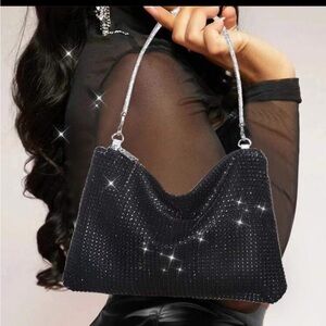 SHEIN glitter shoulder/crossbody bag black